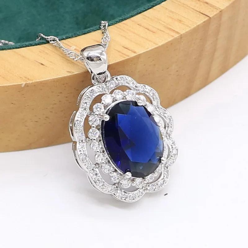 Classic Elegance Jewelry Collection for Women, Featuring 925 Silver Plating and Artificial Sapphire Stones, Ideal for Weddings, Parties, Birthdays, and Valentine's Day Presents