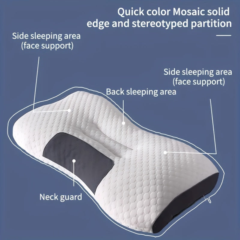 Highly elastic neck support pillow with breathable and washable cover, suitable for maternity and bedroom use.