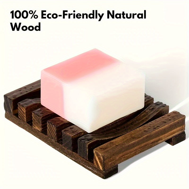 1pc Wooden Soap Dish for Bathroom