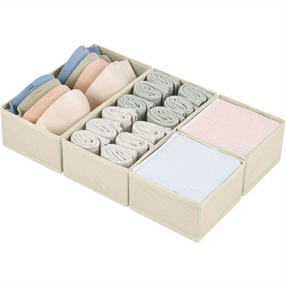 Set of 4 Underwear Drawer Storage Boxes, Foldable Dividers for Panties, Bras, Socks, and Belts. Space-saving Organizer for Wardrobe, Closet, Bedroom, Home, or Dorm.