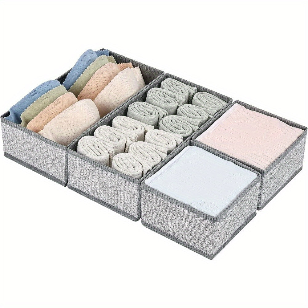 Set of 4 Underwear Drawer Storage Boxes, Foldable Dividers for Panties, Bras, Socks, and Belts. Space-saving Organizer for Wardrobe, Closet, Bedroom, Home, or Dorm.