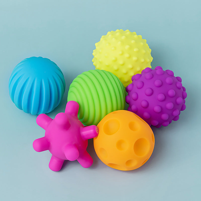 Sensory Manhattan Ball for Babies: Soft Rubber Hand Grab Toy with Textures, Massage Features, and Cognitive Puzzle Functions