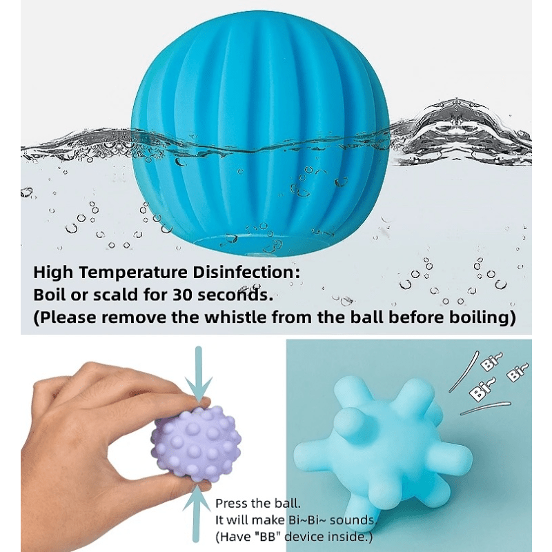 Sensory Manhattan Ball for Babies: Soft Rubber Hand Grab Toy with Textures, Massage Features, and Cognitive Puzzle Functions