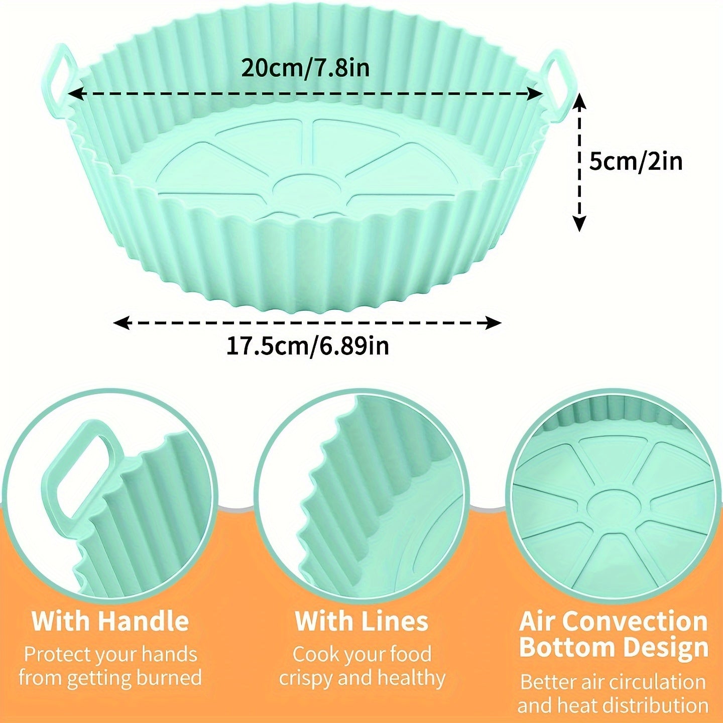 2 pieces of Air Fryer Silicone Pot, Reusable Silicone Air Fryer Liners, Air Fryer Accessories, Kitchen Accessories Replacement for Disposable Parchment Paper Liner. Compatible with Ninja, Tower, and COSORI.