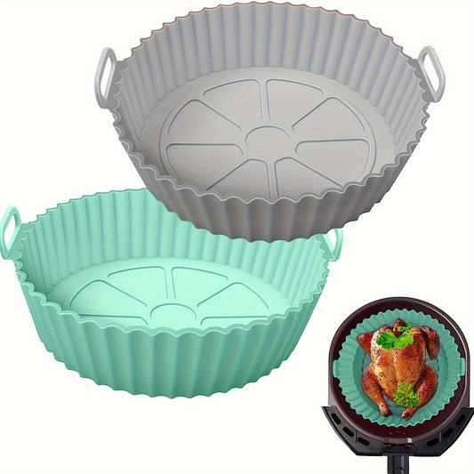 2 pieces of Air Fryer Silicone Pot, Reusable Silicone Air Fryer Liners, Air Fryer Accessories, Kitchen Accessories Replacement for Disposable Parchment Paper Liner. Compatible with Ninja, Tower, and COSORI.