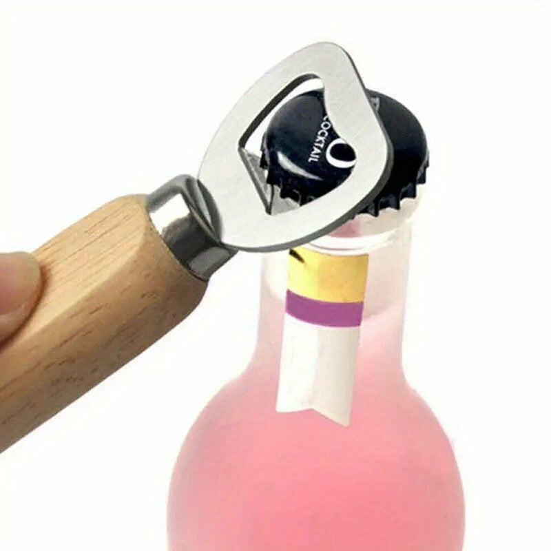 Wooden bottle opener, 10 pieces per lot, kitchen and bar tools for opening beer or soda cans, wine bottles, and glass caps at home.