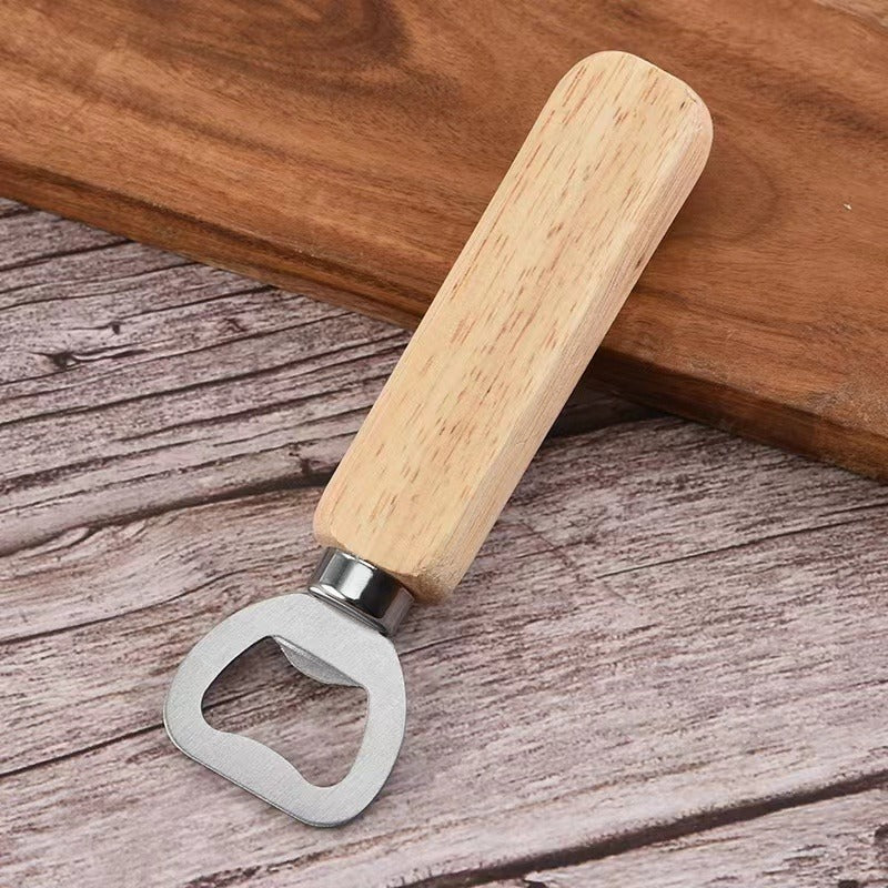 Wooden bottle opener, 10 pieces per lot, kitchen and bar tools for opening beer or soda cans, wine bottles, and glass caps at home.