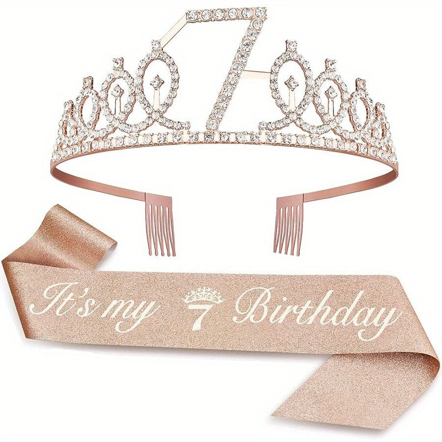 2pcs Birthday Supplies: Sash Crown & Fabulous Sash, Girls Tiara, Photo Props, Graduation Supplies & Gifts, Small Creative Gifts, Holiday Accessories.