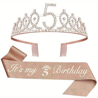 2pcs Birthday Supplies: Sash Crown & Fabulous Sash, Girls Tiara, Photo Props, Graduation Supplies & Gifts, Small Creative Gifts, Holiday Accessories.