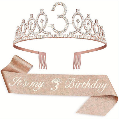 2pcs Birthday Supplies: Sash Crown & Fabulous Sash, Girls Tiara, Photo Props, Graduation Supplies & Gifts, Small Creative Gifts, Holiday Accessories.