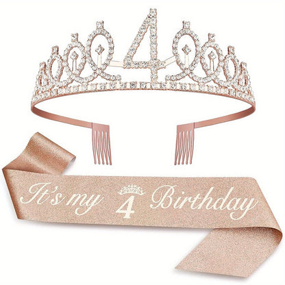 2pcs Birthday Supplies: Sash Crown & Fabulous Sash, Girls Tiara, Photo Props, Graduation Supplies & Gifts, Small Creative Gifts, Holiday Accessories.