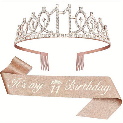 2pcs Birthday Supplies: Sash Crown & Fabulous Sash, Girls Tiara, Photo Props, Graduation Supplies & Gifts, Small Creative Gifts, Holiday Accessories.