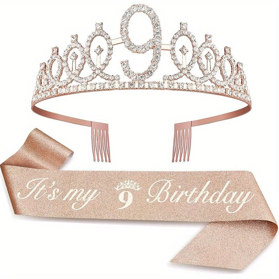 2pcs Birthday Supplies: Sash Crown & Fabulous Sash, Girls Tiara, Photo Props, Graduation Supplies & Gifts, Small Creative Gifts, Holiday Accessories.