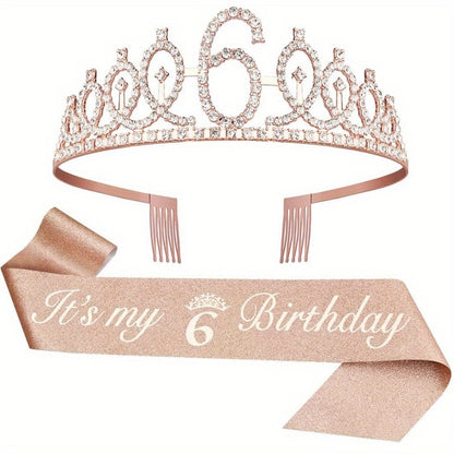 2pcs Birthday Supplies: Sash Crown & Fabulous Sash, Girls Tiara, Photo Props, Graduation Supplies & Gifts, Small Creative Gifts, Holiday Accessories.