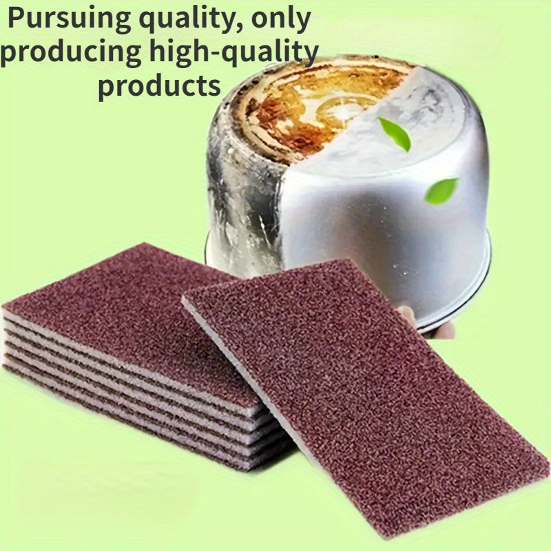 Sponge cloths with diamond sand, suitable for cleaning pots, dishes, and household kitchen items. Helps with rust removal, grinding, and general cleaning. Can also be used as a magic sponge for wiping surfaces. Available in packs of 10 or 20 pieces.