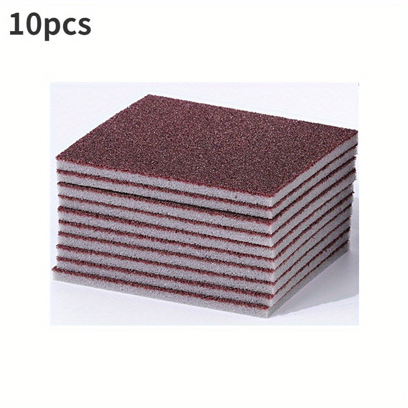 Sponge cloths with diamond sand, suitable for cleaning pots, dishes, and household kitchen items. Helps with rust removal, grinding, and general cleaning. Can also be used as a magic sponge for wiping surfaces. Available in packs of 10 or 20 pieces.