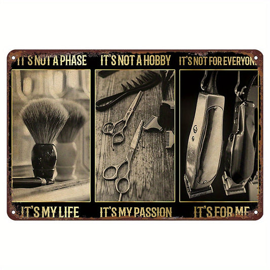 Barber Passion Metal Tin Sign - Ideal Present for Haircare Lovers, Vintage Wall Decor for Salons & Shops, Stylish Barber Tools, Decorative Interior Piece, Perfect Gifts for Barbers