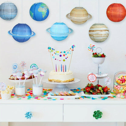 8 Planet Paper Lanterns, 30.48 cm Outer Space Decorations for Space Theme Party Birthday Room