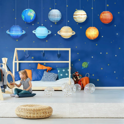 8 Planet Paper Lanterns, 30.48 cm Outer Space Decorations for Space Theme Party Birthday Room