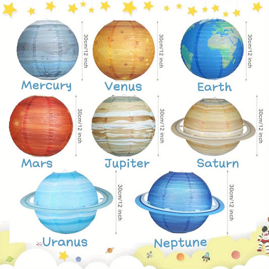 8 Planet Paper Lanterns, 30.48 cm Outer Space Decorations for Space Theme Party Birthday Room