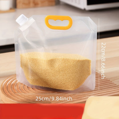 Set of 5 Reusable Food Storage Bags with Spout - Leakproof, Moisture-Resistant Pouches for Cereal & More - Clear, Durable Plastic, Standing Design - Must-Have Kitchen and Pantry Organizer, Food Storage Solution