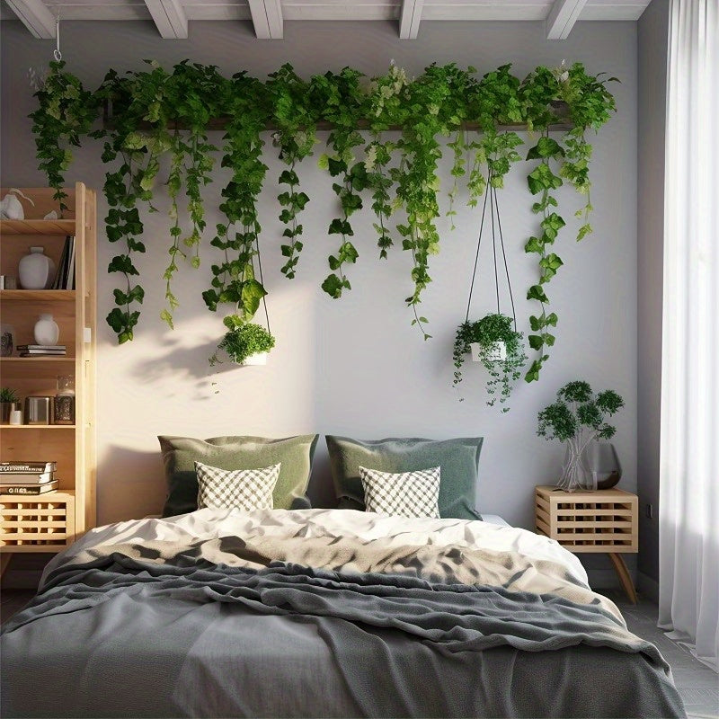 6 lifelike artificial ivy garland vines - perfect for home decor, walls, bedrooms, patios, holiday ornaments, and crafts. Resin supplies included.