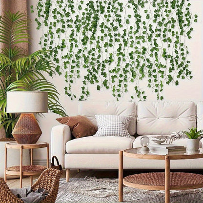 6 lifelike artificial ivy garland vines - perfect for home decor, walls, bedrooms, patios, holiday ornaments, and crafts. Resin supplies included.