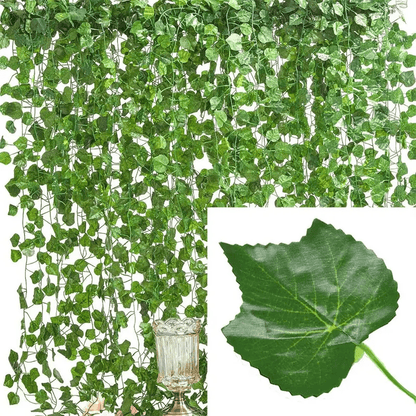 6 lifelike artificial ivy garland vines - perfect for home decor, walls, bedrooms, patios, holiday ornaments, and crafts. Resin supplies included.