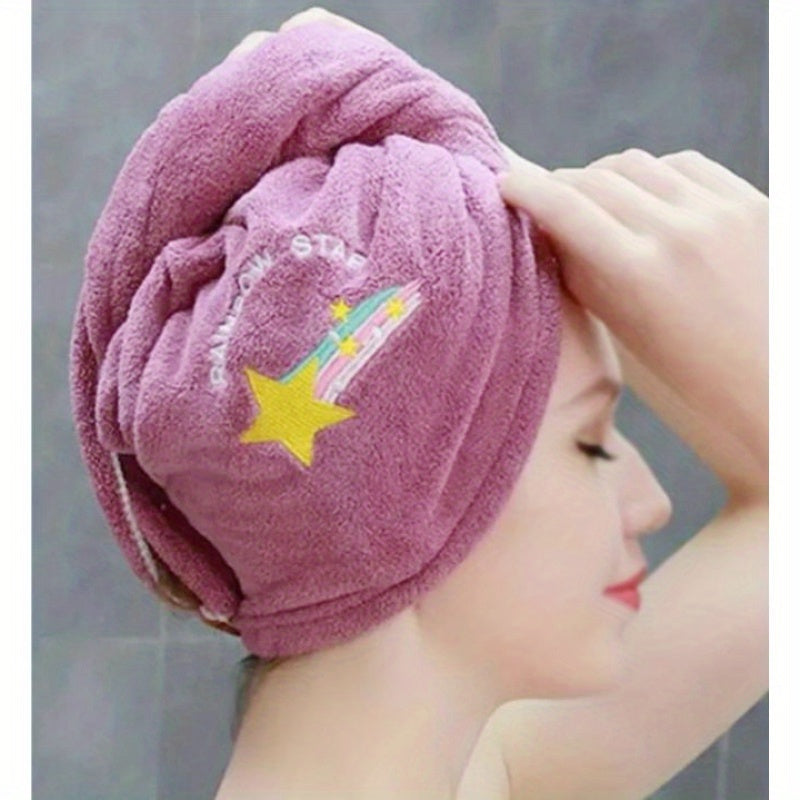 Soft, Quick-Drying Microfiber Hair Towel Cap for Women with Super Absorbent Embroidered Hair Wrap Turban - Ideal Bathroom Accessories