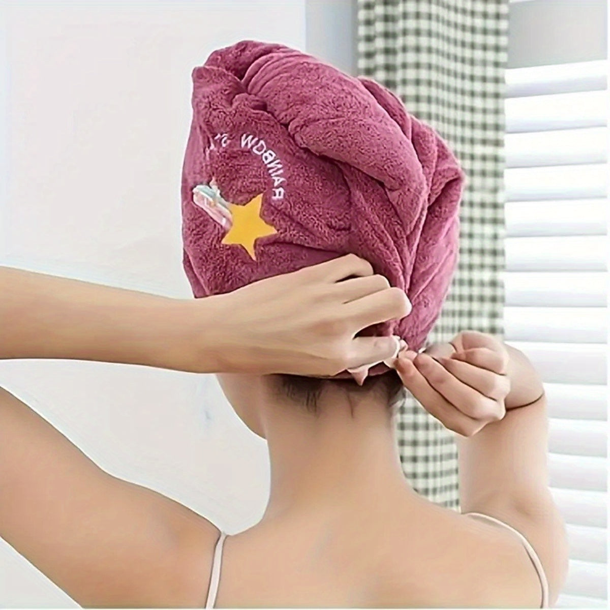 Soft, Quick-Drying Microfiber Hair Towel Cap for Women with Super Absorbent Embroidered Hair Wrap Turban - Ideal Bathroom Accessories