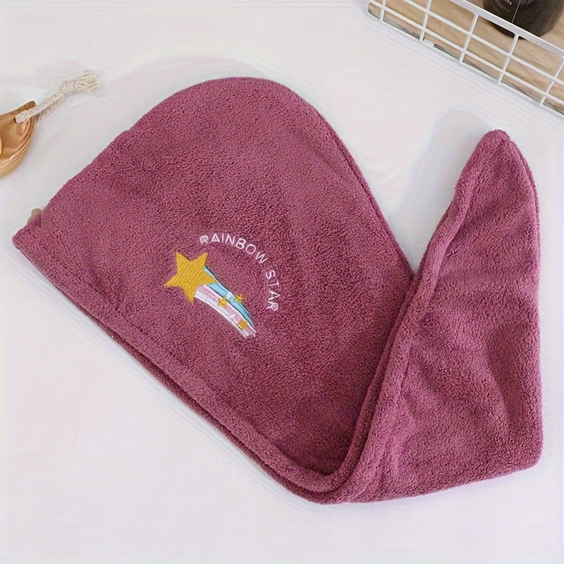 Soft, Quick-Drying Microfiber Hair Towel Cap for Women with Super Absorbent Embroidered Hair Wrap Turban - Ideal Bathroom Accessories