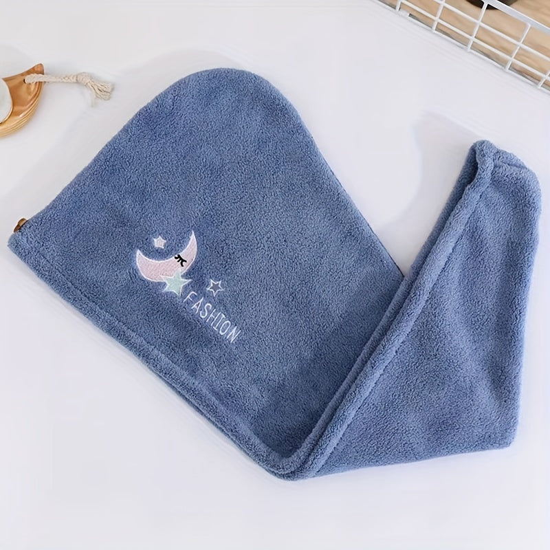 Soft, Quick-Drying Microfiber Hair Towel Cap for Women with Super Absorbent Embroidered Hair Wrap Turban - Ideal Bathroom Accessories