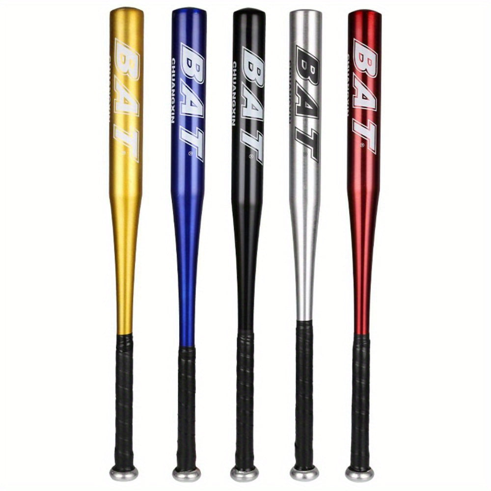 High-durability 50.8cm aluminum alloy baseball bat ideal for outdoor training and softball. Comes in silvery, blue, red, and black.