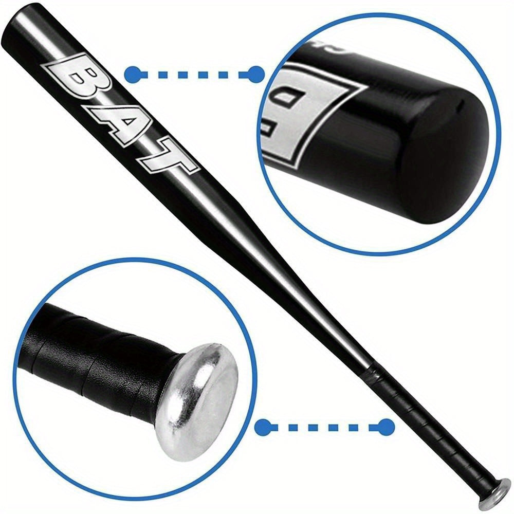 High-durability 50.8cm aluminum alloy baseball bat ideal for outdoor training and softball. Comes in silvery, blue, red, and black.