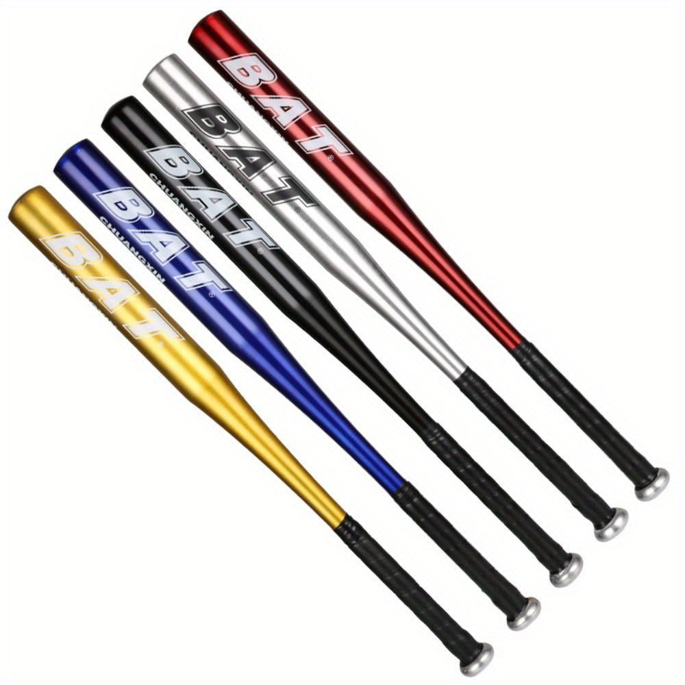 High-durability 50.8cm aluminum alloy baseball bat ideal for outdoor training and softball. Comes in silvery, blue, red, and black.