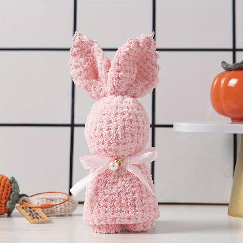 1pc Cute Rabbit Pattern Washcloth, Absorbent & Quick-drying, Super Soft & Skin-friendly Bath Towel for Home Bathroom - Ideal House Warming Gift