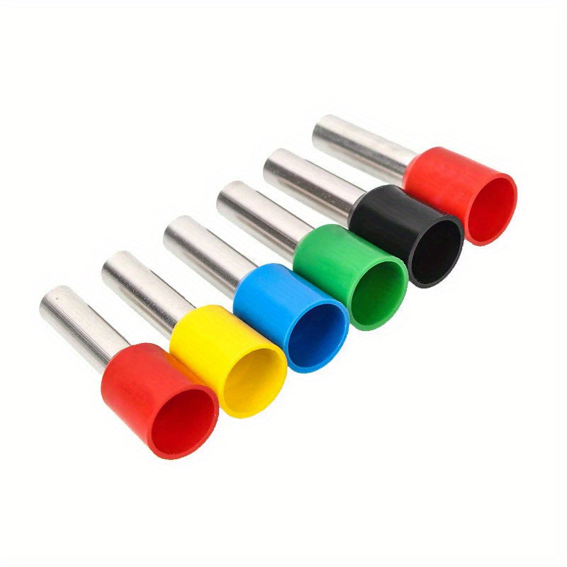 Color-coded insulated ferrules crimp terminal kit with 1000 pieces. Made of durable brass with easy plug-in installation for electrical wiring projects. Includes E0508, E7508, E1008, E1508