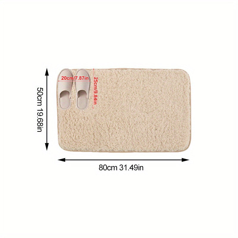 Plush Pink Non-Slip Rectangular Floor Mat - Quick-Drying, Low-Maintenance Polyester Bathroom Mat for Home Decor and Comfort