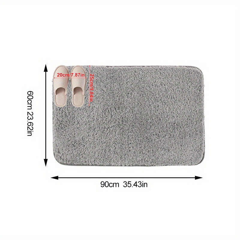 Plush Pink Non-Slip Rectangular Floor Mat - Quick-Drying, Low-Maintenance Polyester Bathroom Mat for Home Decor and Comfort