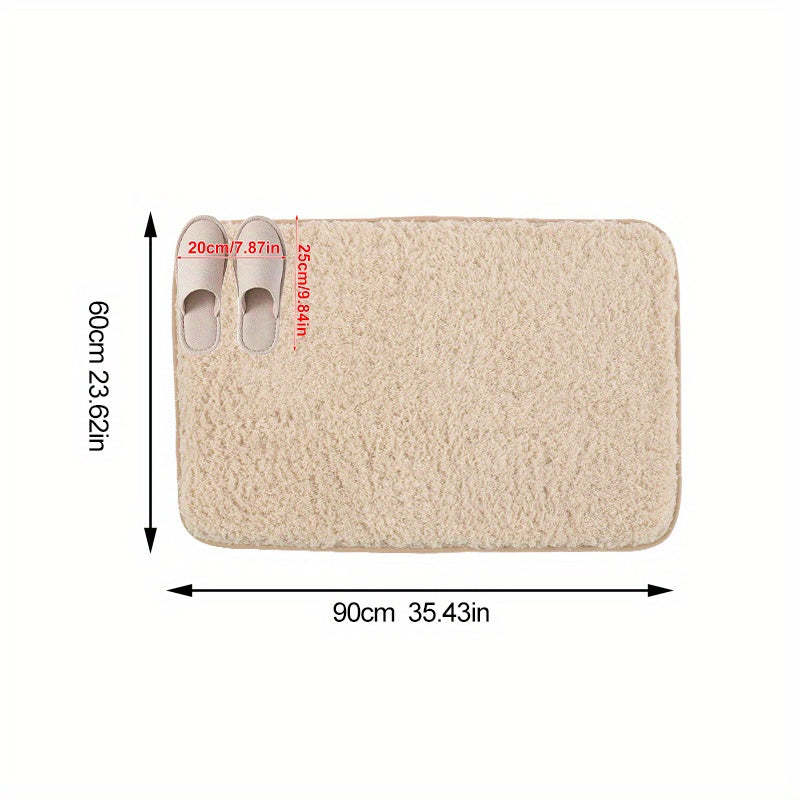 Plush Pink Non-Slip Rectangular Floor Mat - Quick-Drying, Low-Maintenance Polyester Bathroom Mat for Home Decor and Comfort