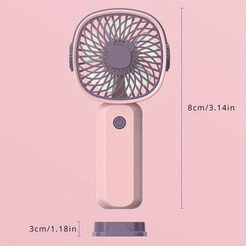 Portable Handheld Silent Fan (1pc), 3.14''x1.18'' Size, USB Rechargeable Small Fan for Home and Travel, Multifunctional with Desk Placement and Phone Holder, Made of Plastic Material