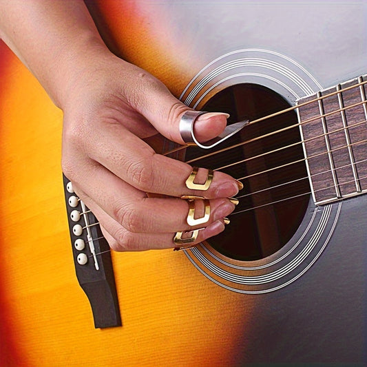 Maximize Your Guitar's Potential with 3-Metal Finger and 1 Thumb Pick Set!