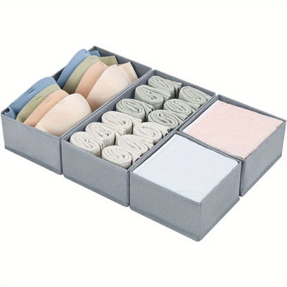 Set of 4 Underwear Drawer Storage Boxes, Foldable Dividers for Panties, Bras, Socks, and Belts. Space-saving Organizer for Wardrobe, Closet, Bedroom, Home, or Dorm.