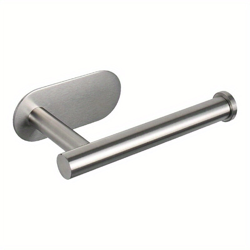 Self-adhesive stainless steel toilet paper holder for easy installation on walls, rust-proof and durable.