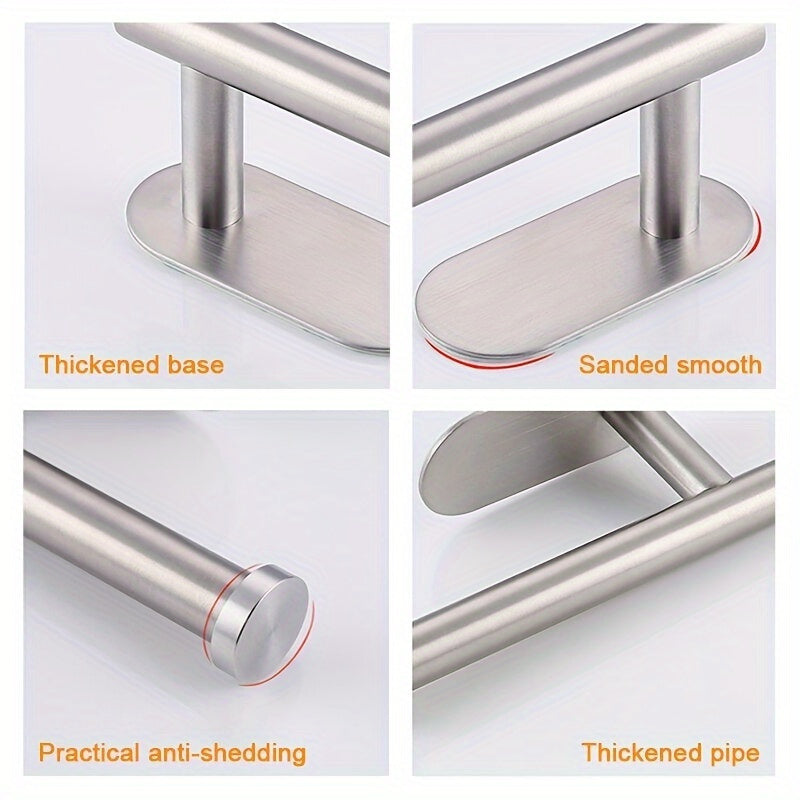 Self-adhesive stainless steel toilet paper holder for easy installation on walls, rust-proof and durable.