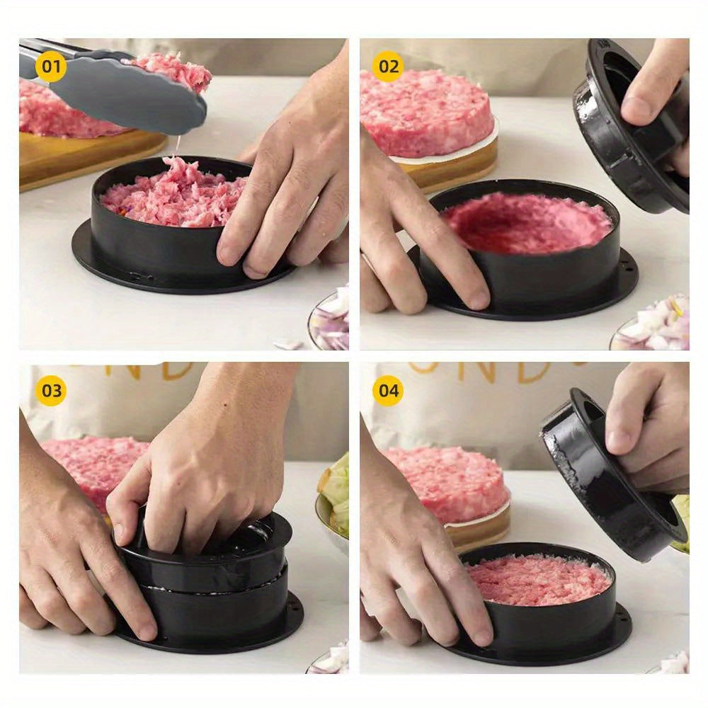 Best-Selling Food-Grade ABS Round Hamburger Burger Press - Make Perfect Non-Stick Meat Patties with this Beef Grill Helper. Includes Oilpaper Liners for Easy Cleanup. Dishwasher Safe Kitchen Gadget for Cutlets and Perfectly Molded Burgers.