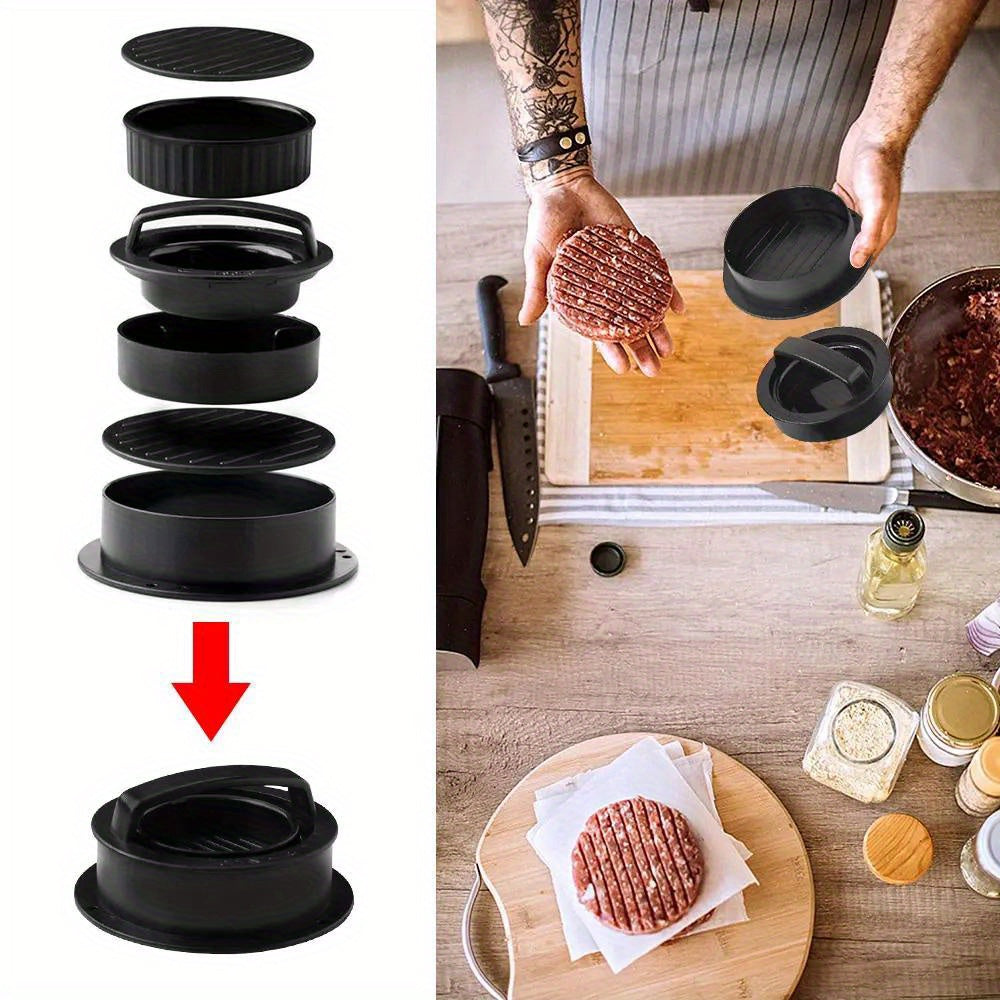 Best-Selling Food-Grade ABS Round Hamburger Burger Press - Make Perfect Non-Stick Meat Patties with this Beef Grill Helper. Includes Oilpaper Liners for Easy Cleanup. Dishwasher Safe Kitchen Gadget for Cutlets and Perfectly Molded Burgers.