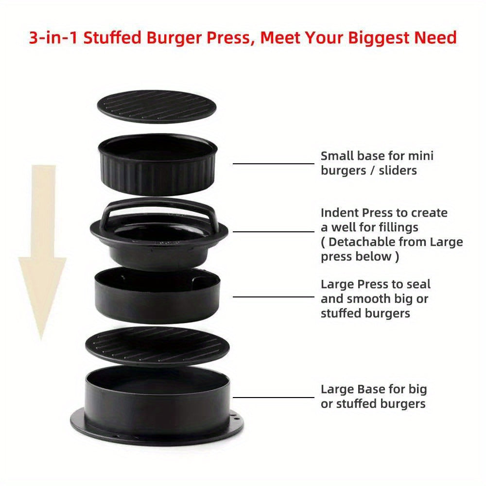 Best-Selling Food-Grade ABS Round Hamburger Burger Press - Make Perfect Non-Stick Meat Patties with this Beef Grill Helper. Includes Oilpaper Liners for Easy Cleanup. Dishwasher Safe Kitchen Gadget for Cutlets and Perfectly Molded Burgers.