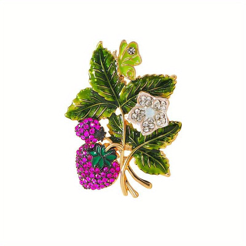 Exquisite Vintage-Inspired Rhinestone Brooch featuring Sparkling Crystal Berries, Opulent Floral Pins suitable for Both Women and Men - Crafted from Alloy with Water Diamonds