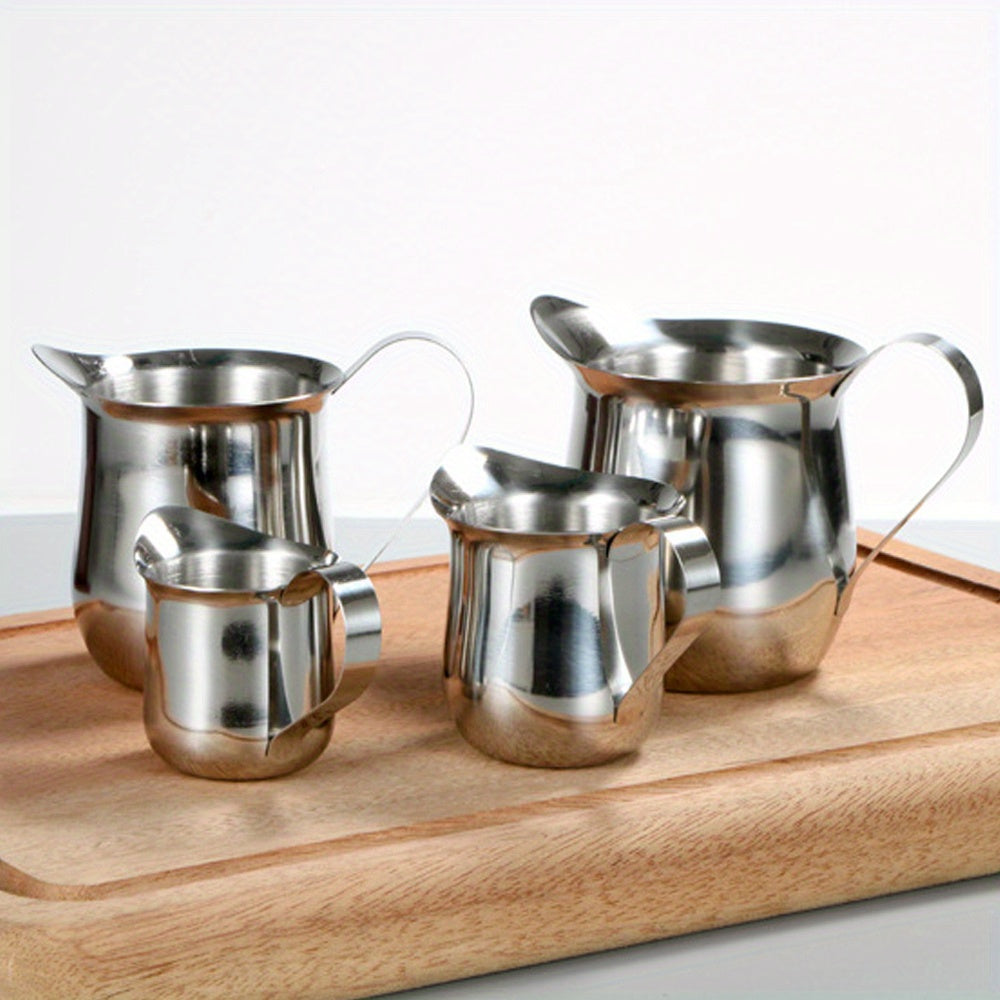 Set of Stainless Steel Milk Frothing Pitchers - Includes 4 sizes (60ml, 90ml, 150ml, 240ml) - Perfect for Espresso Steaming for Cappuccino & Coffee, Non-Stick Barista Tools, Essential Kitchen Coffee Accessories with Latte Art Pen